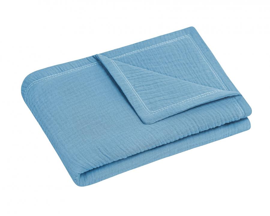 Kuscheldecke aus Baumwollmusselin (Blau)