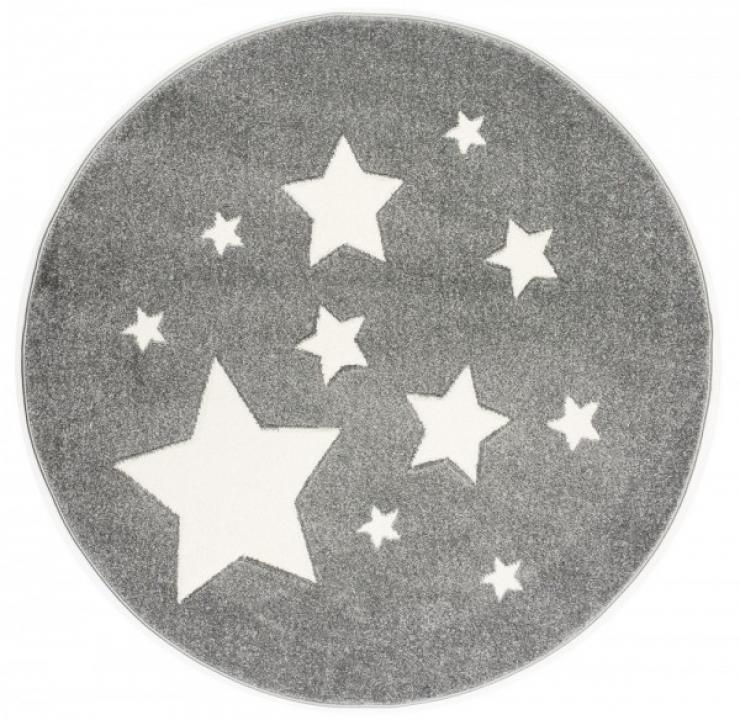 Teppich, Sterne silbergrau, rund ,