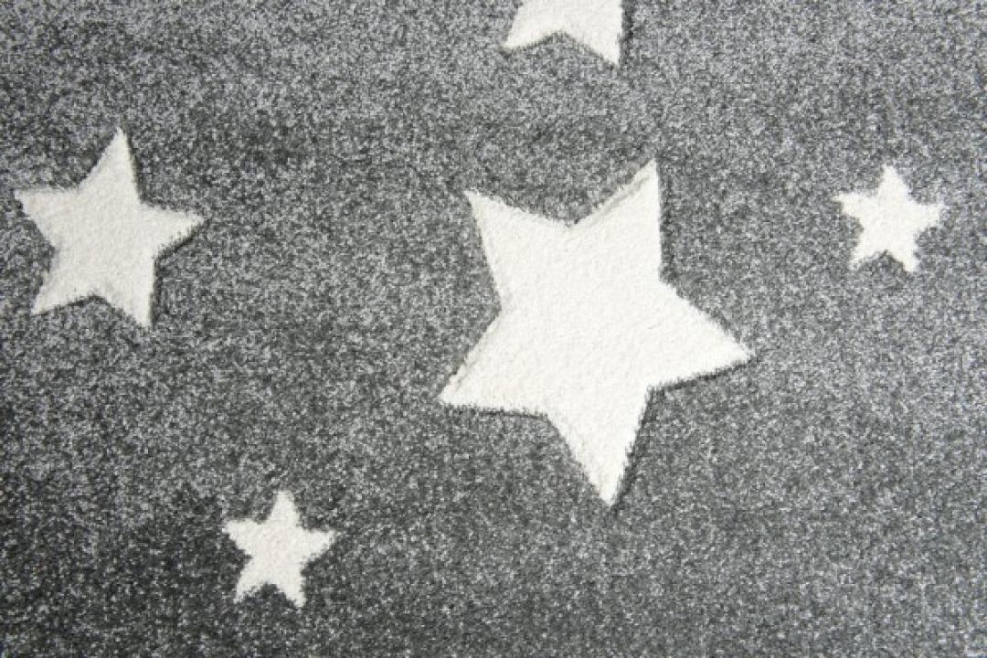 Teppich, Sterne silbergrau, rund ,